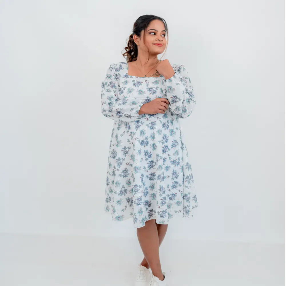 Floral Mini - Blue with White