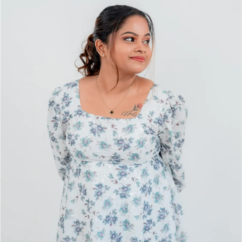 Floral Mini - Blue with White - Image 3