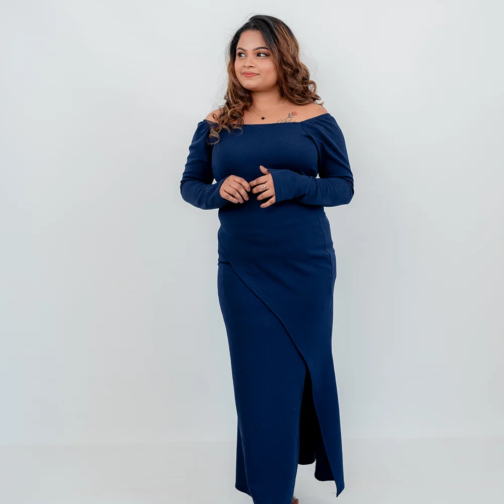Navy Off-the-Shoulder Maxi - Image 2