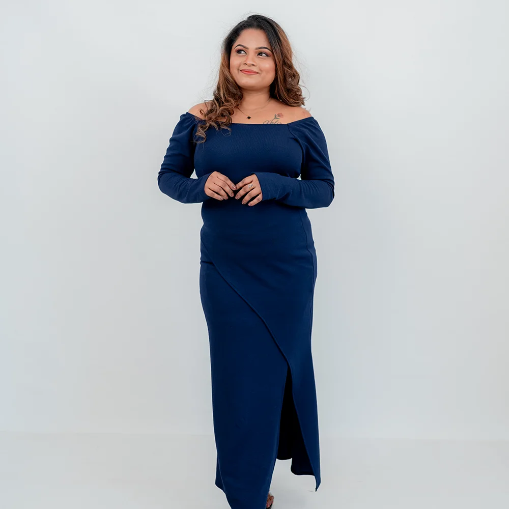 Navy Off-the-Shoulder Maxi