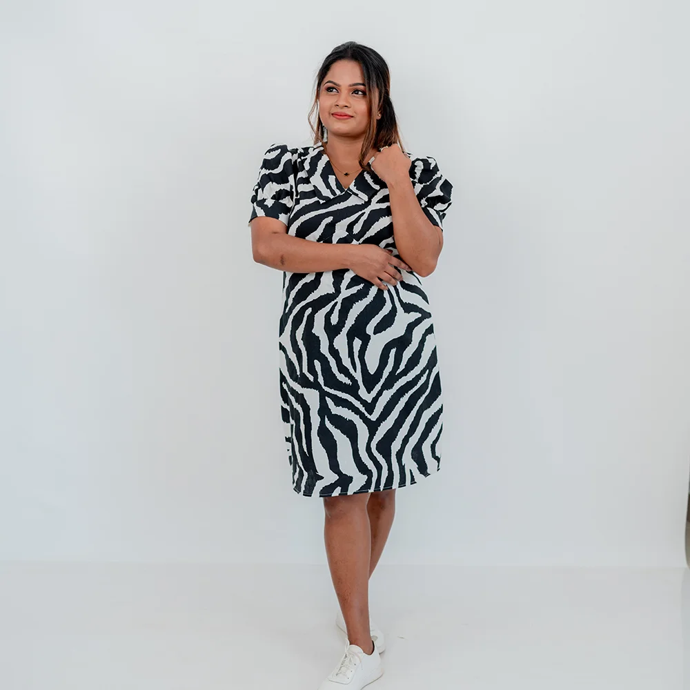 Zebra Print V-Neck Mini