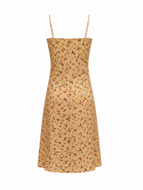 Beige Floral Sleeveless Mini
