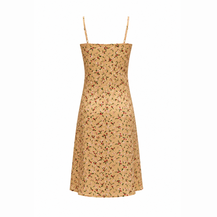Beige Floral Sleeveless Mini