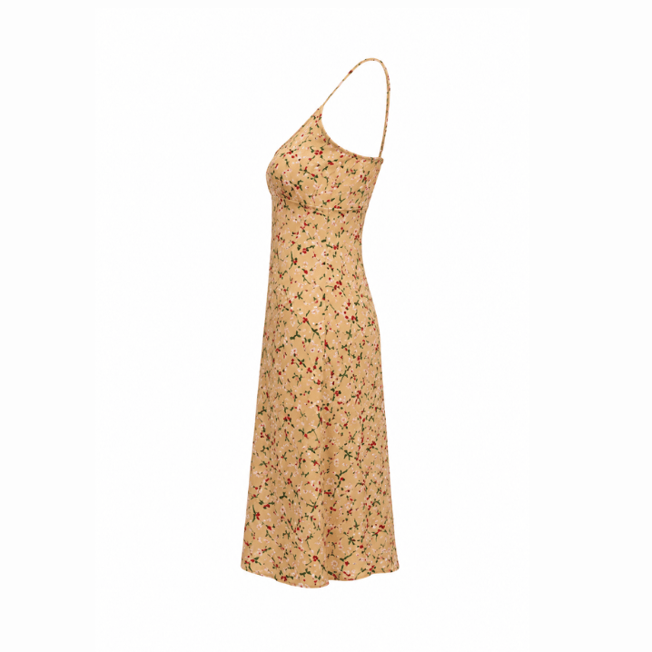 Beige Floral Sleeveless Mini