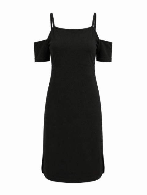 Black Cold Shoulder Midi