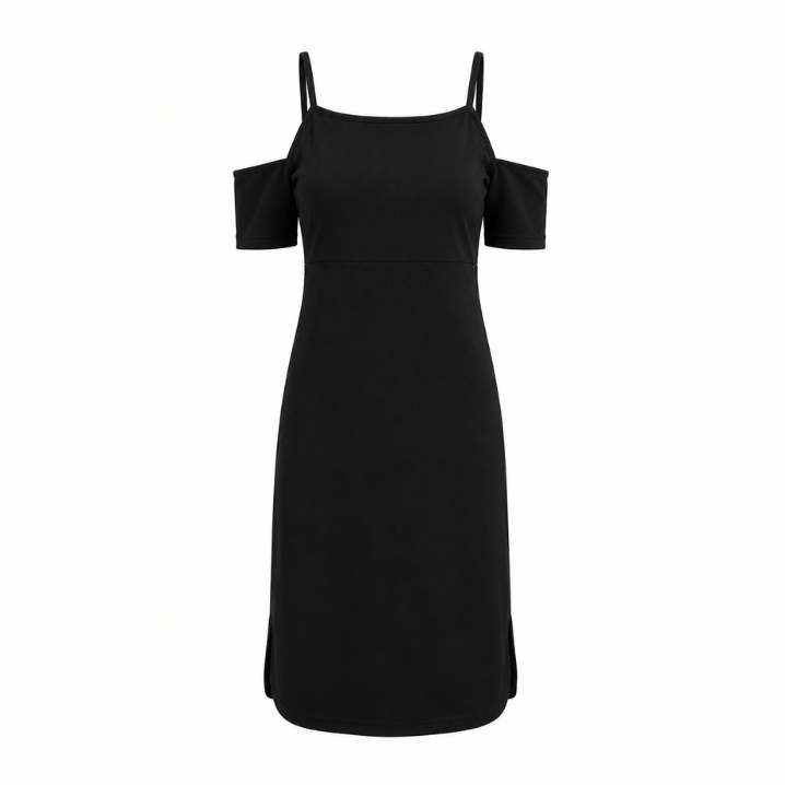 Black Cold Shoulder Midi