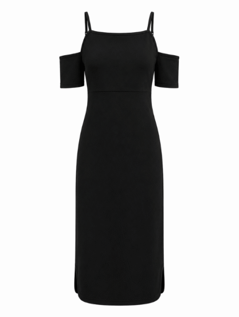 Black Cold Shoulder Midi