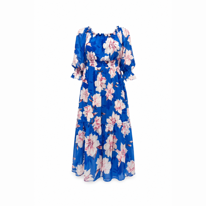 Pink Abstract Smock Midi