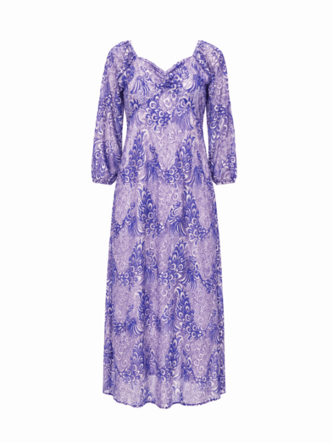 Pink Pleated Cap Sleeve Maxi