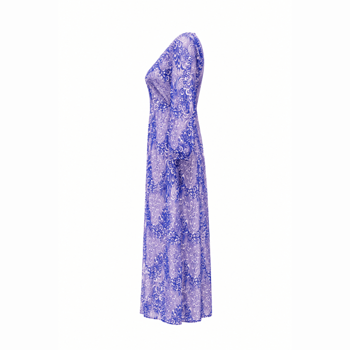 Pink Pleated Cap Sleeve Maxi