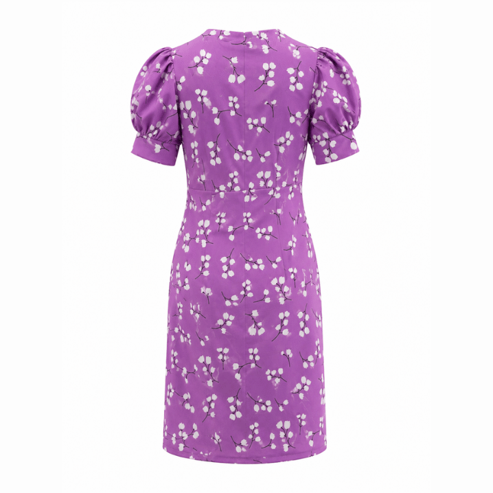 Purple Floral Puff Sleeve Mini