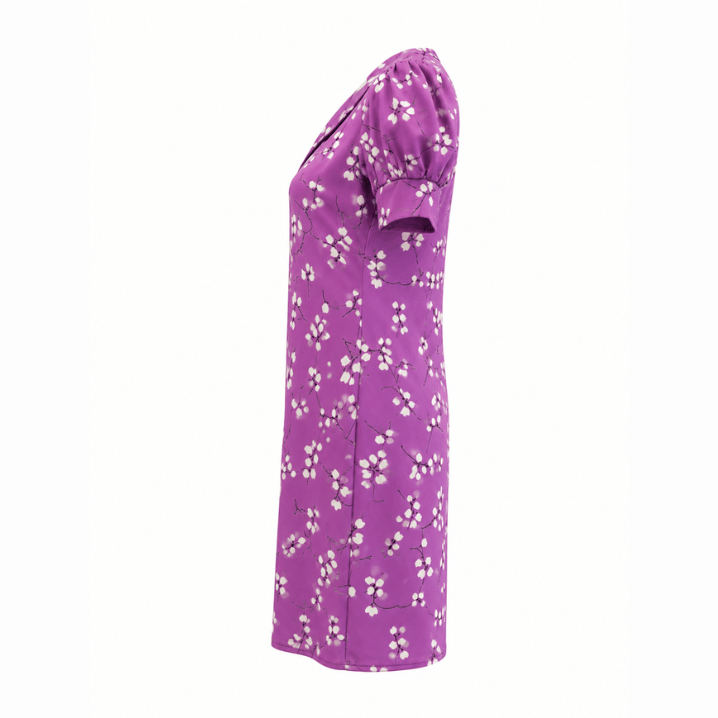Purple Floral Puff Sleeve Mini