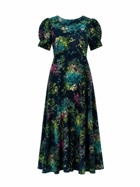 Red Floral Puff Sleeve Maxi