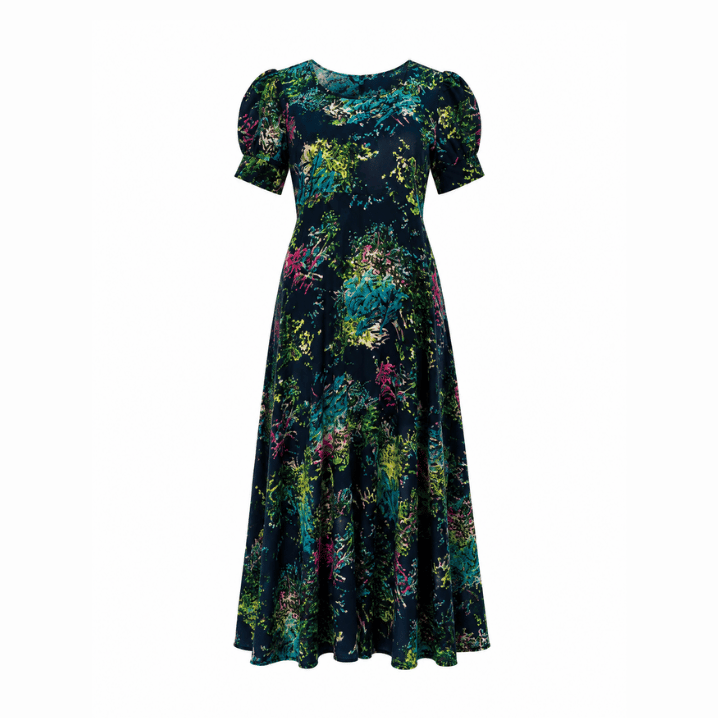 Red Floral Puff Sleeve Maxi