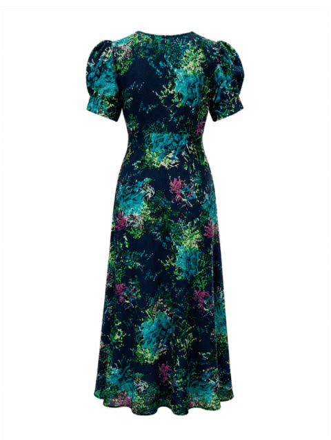 Red Floral Puff Sleeve Maxi