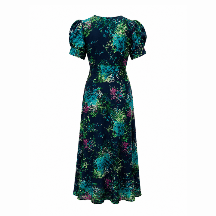 Red Floral Puff Sleeve Maxi
