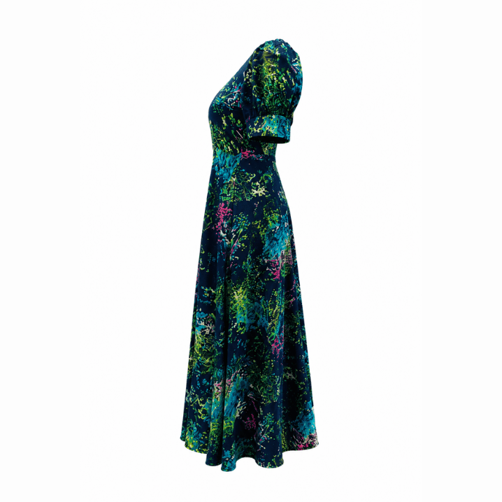 Red Floral Puff Sleeve Maxi