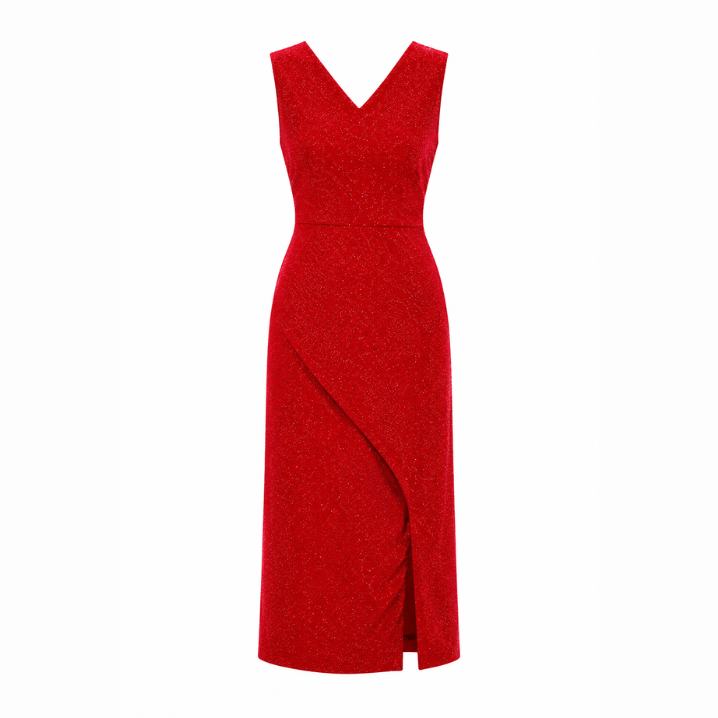 Red Shimmer Wrap Maxi