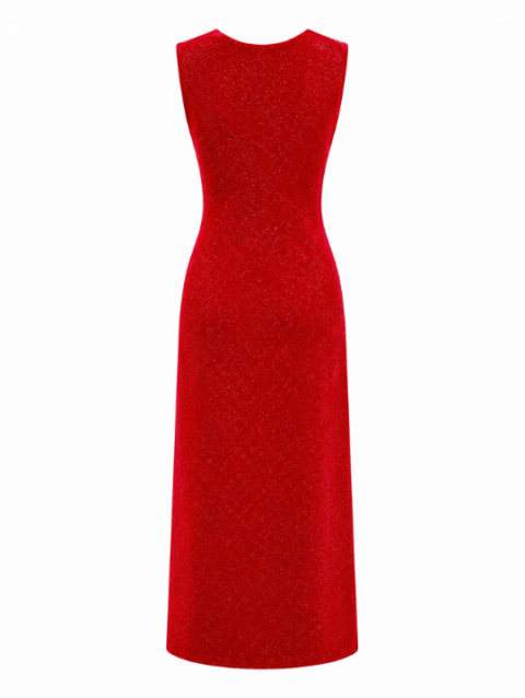 Red Shimmer Wrap Maxi