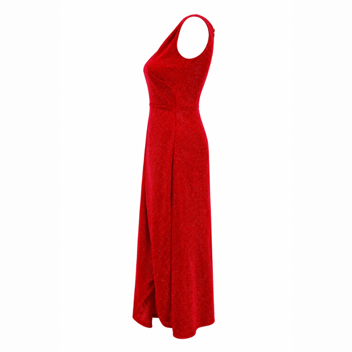 Red Shimmer Wrap Maxi