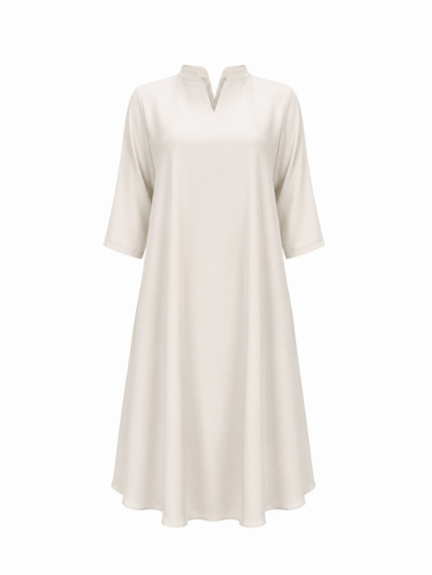 White Three-Quarter Sleeve Midi