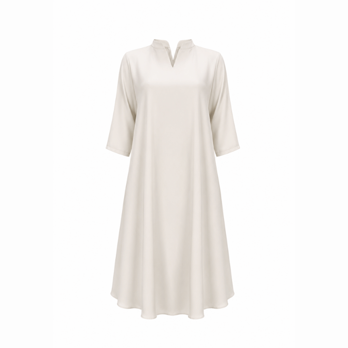 White Three-Quarter Sleeve Midi