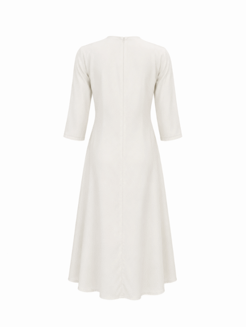 White Three-Quarter Sleeve Midi