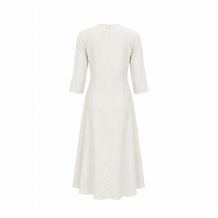 White Three-Quarter Sleeve Midi