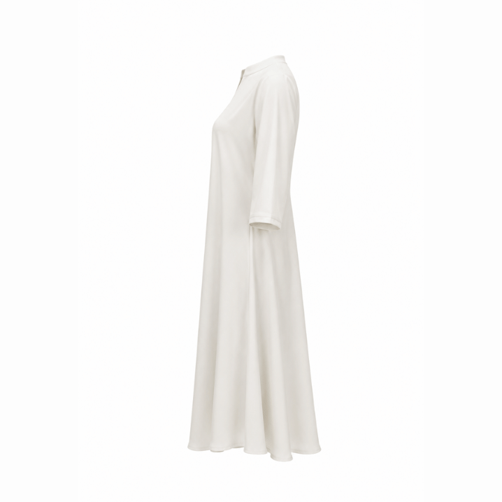 White Three-Quarter Sleeve Midi