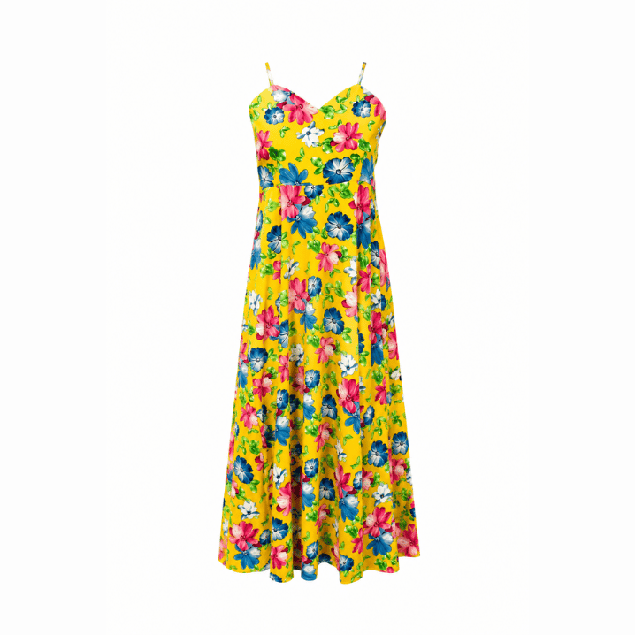 Yellow Floral Strap Maxi