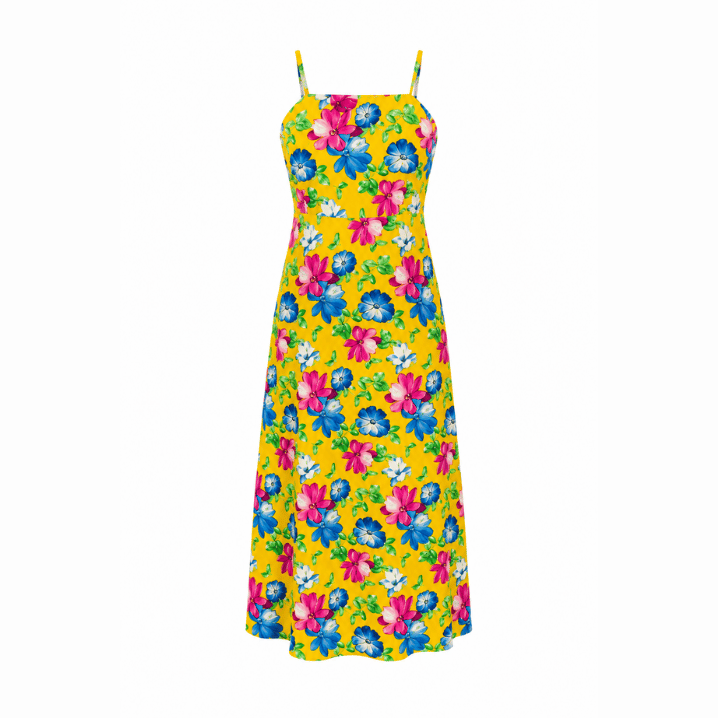 Yellow Floral Strap Maxi